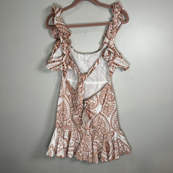 Bardot Eliza Eyelet Ruffle Mini Dress Size 6 White Pink Preppy Brunch Cotton NWT - Picture 11 of 13